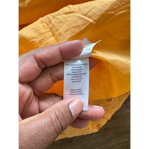 Rails Eyelet Midi Dress XS Marigold Cotton Flutter Sleeve Lined Boho Summer - Picture 6 of 6